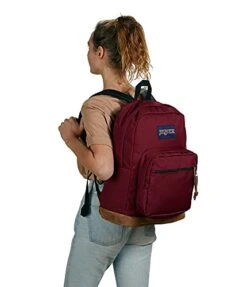 JanSport Right Pack Backpack - School, Travel, Work, Or Laptop Bookbag With Suede Leather Bottom With Water Bottle Pocket, Russet Red -Luggage Factory 41Sd5FCPAvS