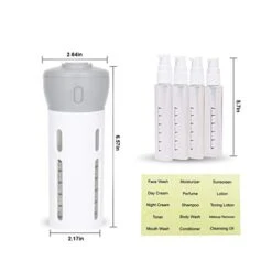 Travigo 4-in-1 Travel Bottle Dispenser, Includes Four Empty Reusable 1.4 Oz. (40 ML) Cosmetic Toiletry Containers For Sanitizer, Soap, Lotions, Skincare, Makeup Products (Gray-Pink, 2 Piece Set) 7 Travigo 4-in-1 Travel Bottle Dispenser, Includes Four Empty Reusable 1.4 Oz. (40 ML) Cosmetic Toiletry Containers For Sanitizer, Soap, Lotions, Skincare, Makeup Products (Gray-Pink, 2 Piece Set) -Luggage Factory 41SqZvhVnZL