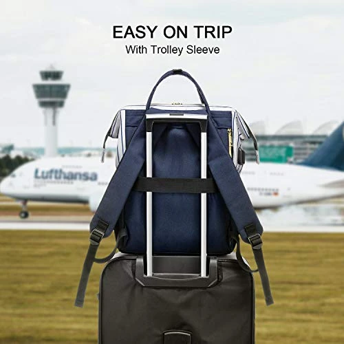 Laptop Backpack For Women Work Laptop Bag Stylish Teacher Backpack Business Computer Bags College Laptop Bookbag, Stripe-Navy 2 Laptop Backpack For Women Work Laptop Bag Stylish Teacher Backpack Business Computer Bags College Laptop Bookbag, Stripe-Navy - Image 2