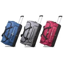 Dejuno 28" Lightweight Denim Drop Bottom Rolling Duffel Bag-Blue, One Size -Luggage Factory 41TZ 7IrUdL