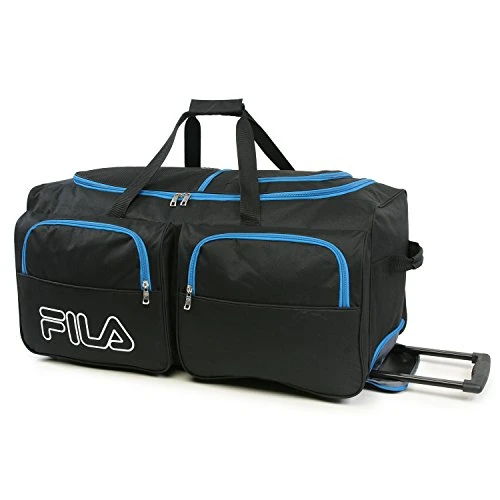 Fila 7-Pocket Large Rolling Duffel Bag, Black/Blue, One Size 2 Fila 7-Pocket Large Rolling Duffel Bag, Black/Blue, One Size - Image 2