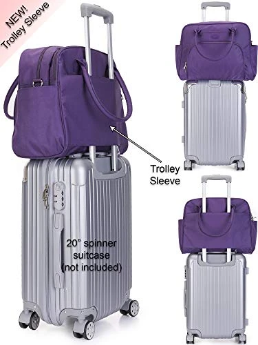 Lily & Drew Carry On Weekender Overnight Travel Shoulder Bag For 15.6 Inch Laptop Computers For Women (Purple) 5 Lily & Drew Carry On Weekender Overnight Travel Shoulder Bag For 15.6 Inch Laptop Computers For Women (Purple) - Image 5