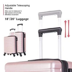 4 Piece Luggage Sets, Expandable Hardshell ABS Luggage Sets With TSA Lock Spinner Wheels Travel Suitcases Set (4 PCS, TSA Lock+Expandable, Rose Gold) -Luggage Factory 41WAQtnr1DL
