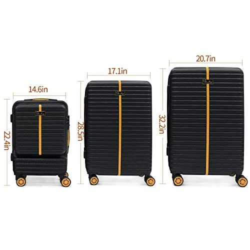 Hardside Expandable Luggage Set With Spinner Wheels, TSA Lock, Large Capacity, 20/26/30 ABS Suitcase, Black 2 Hardside Expandable Luggage Set With Spinner Wheels, TSA Lock, Large Capacity, 20/26/30 ABS Suitcase, Black - Image 2