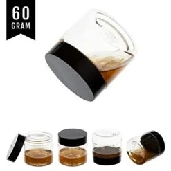 ZEJIA 20 Pack 2oz Jars With Lids Plastic Round Clear Leak-Proof Container With Black Lid， Inner Liner And Labels For Cosmetic, Powders, Beads Jewelry, Liquids（Black） -Luggage Factory 41Wjw5U rIL