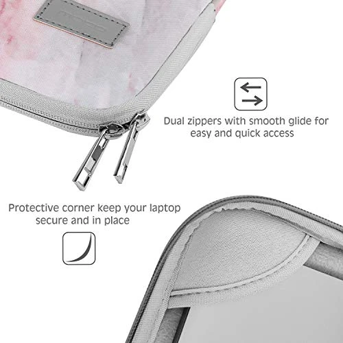 MoKo 13-13.3 Inch Laptop Sleeve Case Compatible With MacBook Air 13-inch Retina, MacBook Pro 13", HP Dell Acer Lenove Notebook Computer, Protective Carrying Bag With Pocket, Pink Gray Marble 5 MoKo 13-13.3 Inch Laptop Sleeve Case Compatible With MacBook Air 13-inch Retina, MacBook Pro 13", HP Dell Acer Lenove Notebook Computer, Protective Carrying Bag With Pocket, Pink Gray Marble - Image 5
