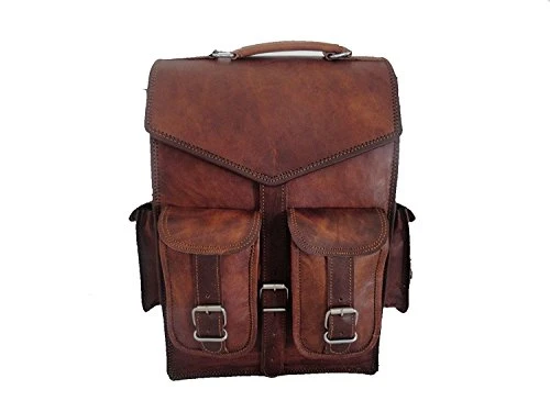 Vintage Brown School Bag Leather Backpack Laptop Messenger Bag Rucksack Sling For Men Women 4 Vintage Brown School Bag Leather Backpack Laptop Messenger Bag Rucksack Sling For Men Women - Image 4