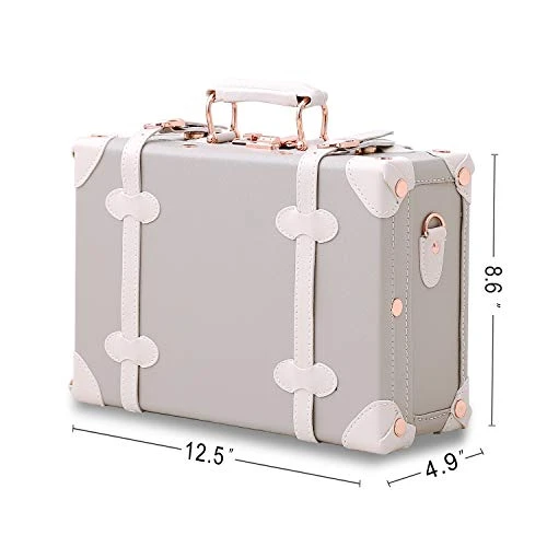 Unitravel Vintage Suitcase PU Little Handbag Cosmetic Case Gray 12 Inch (Gray) 4 Unitravel Vintage Suitcase PU Little Handbag Cosmetic Case Gray 12 Inch (Gray) - Image 4