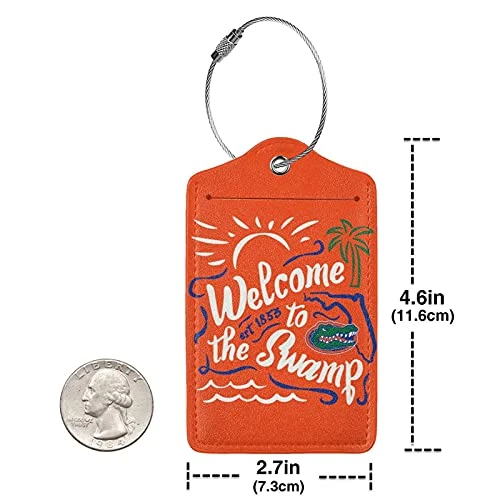 Welcome To The Swamp Florida Gator Gators Fishing Luggage Tag Leather Luggage Decor With Privacy Cover Stainless Steel 3 Welcome To The Swamp Florida Gator Gators Fishing Luggage Tag Leather Luggage Decor With Privacy Cover Stainless Steel - Image 3