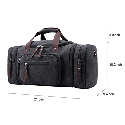 ABage Large Duffle Bag Canvas Travel Overnight Gym Weekend Tote Luggage Duffel Bags, Black 4 ABage Large Duffle Bag Canvas Travel Overnight Gym Weekend Tote Luggage Duffel Bags, Black - Image 4