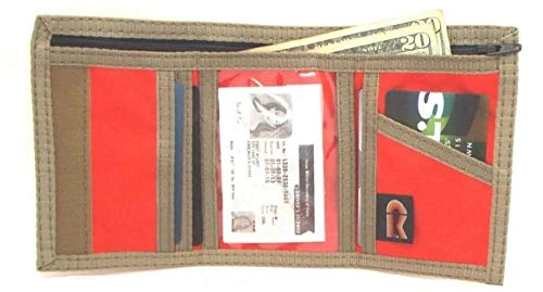 RFID Nylon Trifold Hook And Loop Wallet. W/Inside ID Window. Made In USA (Bright Orange With Coyote Brown Trim) 3 RFID Nylon Trifold Hook And Loop Wallet. W/Inside ID Window. Made In USA (Bright Orange With Coyote Brown Trim) - Image 3