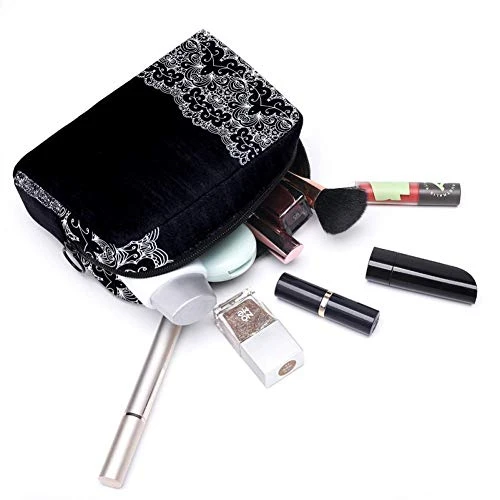 LORVIES Black And Lace Makeup Bag Toiletry Bag For Women Skincare Cosmetic Handy Pouch Zipper Handbag 4 LORVIES Black And Lace Makeup Bag Toiletry Bag For Women Skincare Cosmetic Handy Pouch Zipper Handbag - Image 4