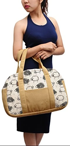Women'S Black White Sheep Pattern Printed Canvas Duffel Travel Bags Was_19 4 Women'S Black White Sheep Pattern Printed Canvas Duffel Travel Bags Was_19 - Image 4