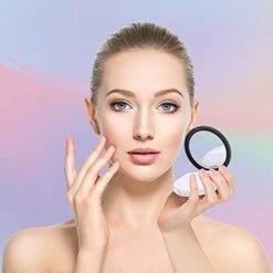 Empty Face Powder Compact With Puff-C.RAN Fire 0.17 Oz Portable Powder Puff And Container , Travel Powder Container With Mirror And Elasticated Net Sifter (2pcs,black) -Luggage Factory 41eBURCMulS