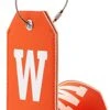 Toughergun Initial Letter Luggage Tag Leather With Full Privacy Cover And Travel Bag Tag Orange 1 Pcs Set (W)