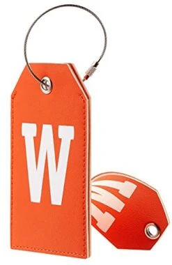 Toughergun Initial Letter Luggage Tag Leather With Full Privacy Cover And Travel Bag Tag Orange 1 Pcs Set (W)