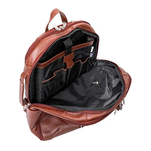 McKleinUSA Englewood, Pebble Grain Calfskin Leather, 17" Leather, Triple Compartment, Carry-All, Laptop & Tablet Weekend Backpack, Brown (18894) 2 McKleinUSA Englewood, Pebble Grain Calfskin Leather, 17" Leather, Triple Compartment, Carry-All, Laptop & Tablet Weekend Backpack, Brown (18894) - Image 2
