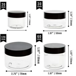 ZEJIA 20 Pack 2oz Jars With Lids Plastic Round Clear Leak-Proof Container With Black Lid， Inner Liner And Labels For Cosmetic, Powders, Beads Jewelry, Liquids（Black） -Luggage Factory 41f4rumtr4L