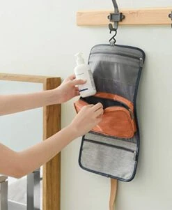 Portable Foldable Hanging Travel Wash Bags,Toiletry Bags For Makeup And Toiletries Travel Foldable Cosmetics Bags- Bathroom Organizer Kit Travel Accessories (Navy Blue) -Luggage Factory 41foQBiXz L