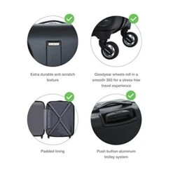 Regent Square Travel - Luggage Set Hard Shell With Spinner Goodyear Wheels - Set Of 3 Pieces - Hard Case - Black 15 Regent Square Travel - Luggage Set Hard Shell With Spinner Goodyear Wheels - Set Of 3 Pieces - Hard Case - Black -Luggage Factory 41i07bB nNL