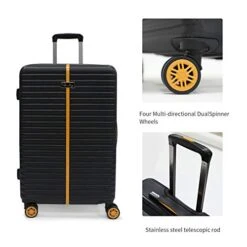 Hardside Expandable Luggage Set With Spinner Wheels, TSA Lock, Large Capacity, 20/26/30 ABS Suitcase, Black 10 Hardside Expandable Luggage Set With Spinner Wheels, TSA Lock, Large Capacity, 20/26/30 ABS Suitcase, Black -Luggage Factory 41iArP0rPBL