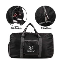 REDCAMP 45L Foldable Travel Duffle Bag With Shoe Compartment, 22" Lightweight Water Resistant Small Duffel Bag For Sports Gym Black -Luggage Factory 41jwye3TraL