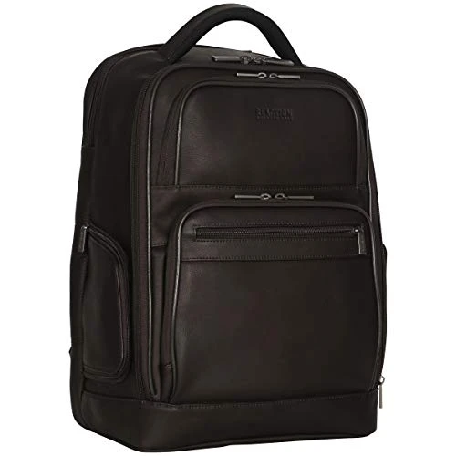 Kenneth Cole Reaction Colombian Leather Double Gusset 15.6” Computer Backpack, Brown One Size 2 Kenneth Cole Reaction Colombian Leather Double Gusset 15.6” Computer Backpack, Brown One Size - Image 2