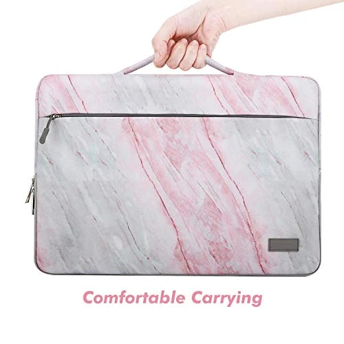 MoKo 13-13.3 Inch Laptop Sleeve Case Compatible With MacBook Air 13-inch Retina, MacBook Pro 13", HP Dell Acer Lenove Notebook Computer, Protective Carrying Bag With Pocket, Pink Gray Marble 3 MoKo 13-13.3 Inch Laptop Sleeve Case Compatible With MacBook Air 13-inch Retina, MacBook Pro 13", HP Dell Acer Lenove Notebook Computer, Protective Carrying Bag With Pocket, Pink Gray Marble - Image 3