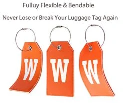 Toughergun Initial Letter Luggage Tag Leather With Full Privacy Cover And Travel Bag Tag Orange 1 Pcs Set (W) 7 Toughergun Initial Letter Luggage Tag Leather With Full Privacy Cover And Travel Bag Tag Orange 1 Pcs Set (W) -Luggage Factory 41mGrGsyXxL