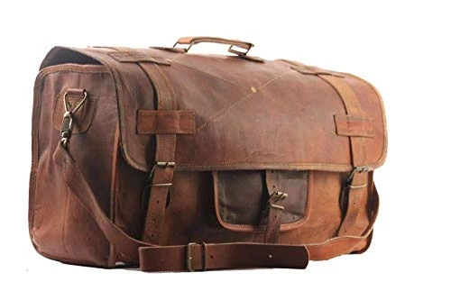 Cuero 20" Mens Retro Style Carry On Luggage Flap Duffel Leather Duffel Bag 1 Cuero 20" Mens Retro Style Carry On Luggage Flap Duffel Leather Duffel Bag