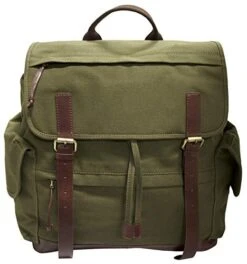 Mancini Leather Goods Large Backpack For 15.6" Laptop (Olive - Brown Trim)