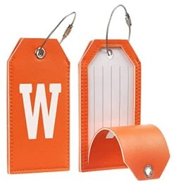 Toughergun Initial Letter Luggage Tag Leather With Full Privacy Cover And Travel Bag Tag Orange 1 Pcs Set (W) 8 Toughergun Initial Letter Luggage Tag Leather With Full Privacy Cover And Travel Bag Tag Orange 1 Pcs Set (W) -Luggage Factory 41oau68OTMS