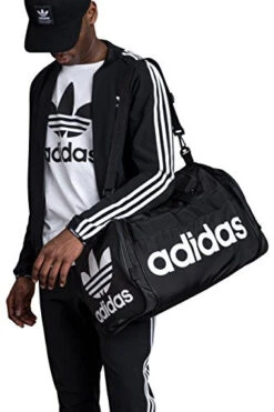 Adidas Originals Santiago Duffel Bag, Black/White, One Size -Luggage Factory 41p15Q 2BhW2L