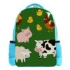 LORVIES Farm Animal Green Backpack Kids School Book Bags For Elementary Primary Schooler For Boys