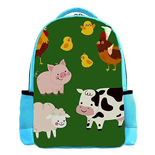 LORVIES Farm Animal Green Backpack Kids School Book Bags For Elementary Primary Schooler For Boys 1 LORVIES Farm Animal Green Backpack Kids School Book Bags For Elementary Primary Schooler For Boys