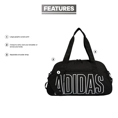Adidas Graphic Duffel Bag, Black/White, One Size 6 Adidas Graphic Duffel Bag, Black/White, One Size - Image 6