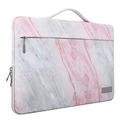 MoKo 13-13.3 Inch Laptop Sleeve Case Compatible With MacBook Air 13-inch Retina, MacBook Pro 13", HP Dell Acer Lenove Notebook Computer, Protective Carrying Bag With Pocket, Pink Gray Marble