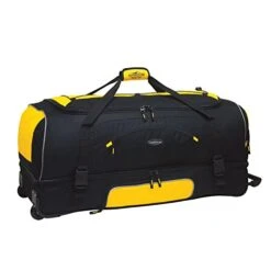 Travelers Club 30" ADVENTURE Double Packing Compartment Rolling Duffel, Yellow With Black Color Option