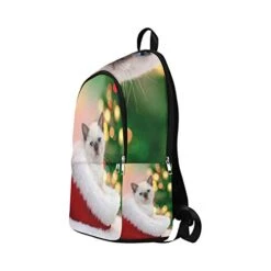 YPink Little Kitten Sitting In Santa Hat Against Fir TRE Casual Daypack Travel Bag College School Backpack For Mens And Women -Luggage Factory 41rg1SY74VL