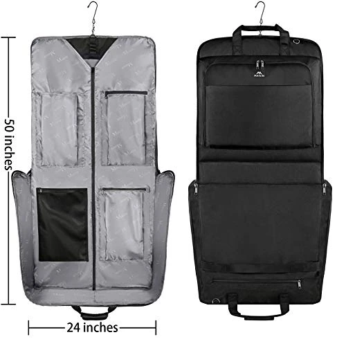 Garment Bags, Large Suit Travel Bag With Pockets & Shoulder Strap, MATEIN Professional Foldable Carry On Bag For Business Trip, Waterproof Luggage Bags For Travel For Men Women, Black 4 Garment Bags, Large Suit Travel Bag With Pockets & Shoulder Strap, MATEIN Professional Foldable Carry On Bag For Business Trip, Waterproof Luggage Bags For Travel For Men Women, Black - Image 4
