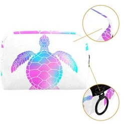 LORVIES Makeup Bag Toiletry Bag For Women Purple And Blue Sea Turtle Skincare Cosmetic Handy Pouch Zipper Handbag -Luggage Factory 41t dU4ryeL