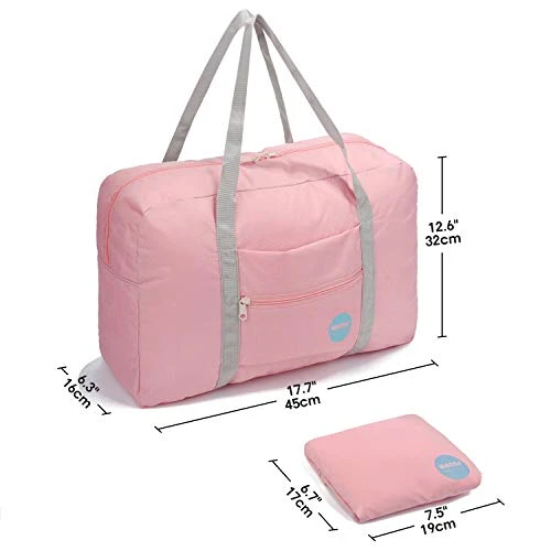 WANDF Foldable Travel Duffel Bag Luggage Sports Gym Water Resistant Nylon (Coral Pink) 8 WANDF Foldable Travel Duffel Bag Luggage Sports Gym Water Resistant Nylon (Coral Pink) - Image 8