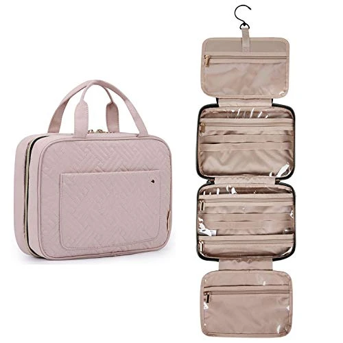 BAGSMART Toiletry Bag Travel Bag With Hanging Hook, Water-resistant Makeup Cosmetic Bag Travel Organizer For Accessories, Shampoo, Full Sized Container, Toiletries, Soft Pink 1 BAGSMART Toiletry Bag Travel Bag With Hanging Hook, Water-resistant Makeup Cosmetic Bag Travel Organizer For Accessories, Shampoo, Full Sized Container, Toiletries, Soft Pink