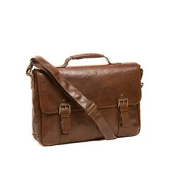 Boconi Becker Flap Dispatch, Leather Business Laptop Briefcase In Whiskey