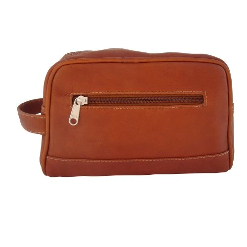 Piel Leather Top Zip Toiletry Kit, Saddle, One Size 1 Piel Leather Top Zip Toiletry Kit, Saddle, One Size