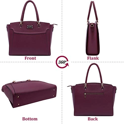 Laptop Tote Bag For Women,13-15.6 Inches Spacious Tablet Handbag Shoulder Bag For Laptop Computer Tablet(Darkpurple-N) 6 Laptop Tote Bag For Women,13-15.6 Inches Spacious Tablet Handbag Shoulder Bag For Laptop Computer Tablet(Darkpurple-N) - Image 6