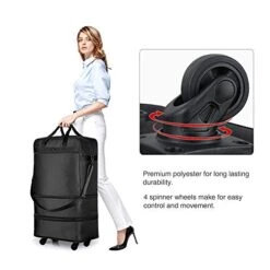 Hanke Expandable Foldable Suitcase Luggage Rolling Travel Bag Duffel Tote Bag For Men Women Lightweight Carry-on Suitcase Large Capacity Luggage With Universal Wheel(Black) -Luggage Factory 41xwUn5gYmL