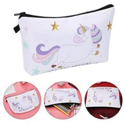6 Pieces Makeup Bag Toiletry Pouch Waterproof Cosmetic Bag With Zipper Travel Packing Bag 8.7 X 5.3 Inch Small Cosmetic Bag Accessory Organizer For Women And Men (Unicorn Style) -Luggage Factory 41yBZaJa3FL