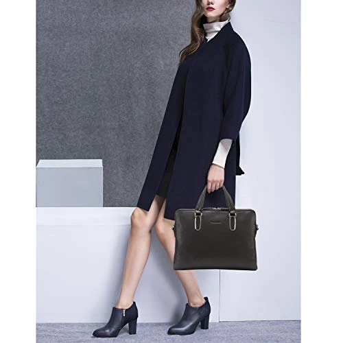 Banuce Black Soft Genuine Leather Briefcase For Women Men Business Work 14" Laptop Messenger Bag 8 Banuce Black Soft Genuine Leather Briefcase For Women Men Business Work 14" Laptop Messenger Bag - Image 8