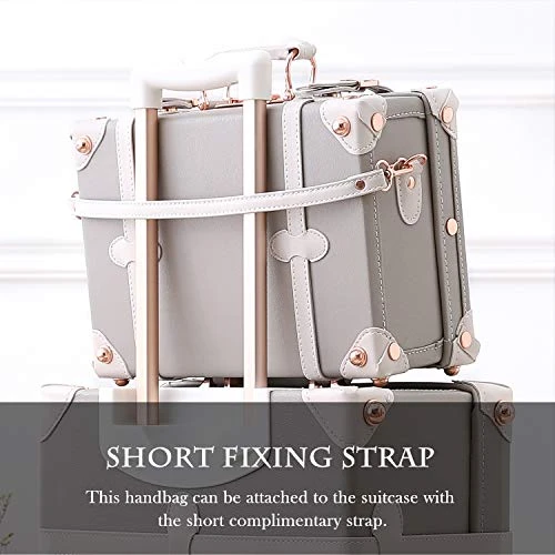 Unitravel Vintage Suitcase PU Little Handbag Cosmetic Case Gray 12 Inch (Gray) 2 Unitravel Vintage Suitcase PU Little Handbag Cosmetic Case Gray 12 Inch (Gray) - Image 2